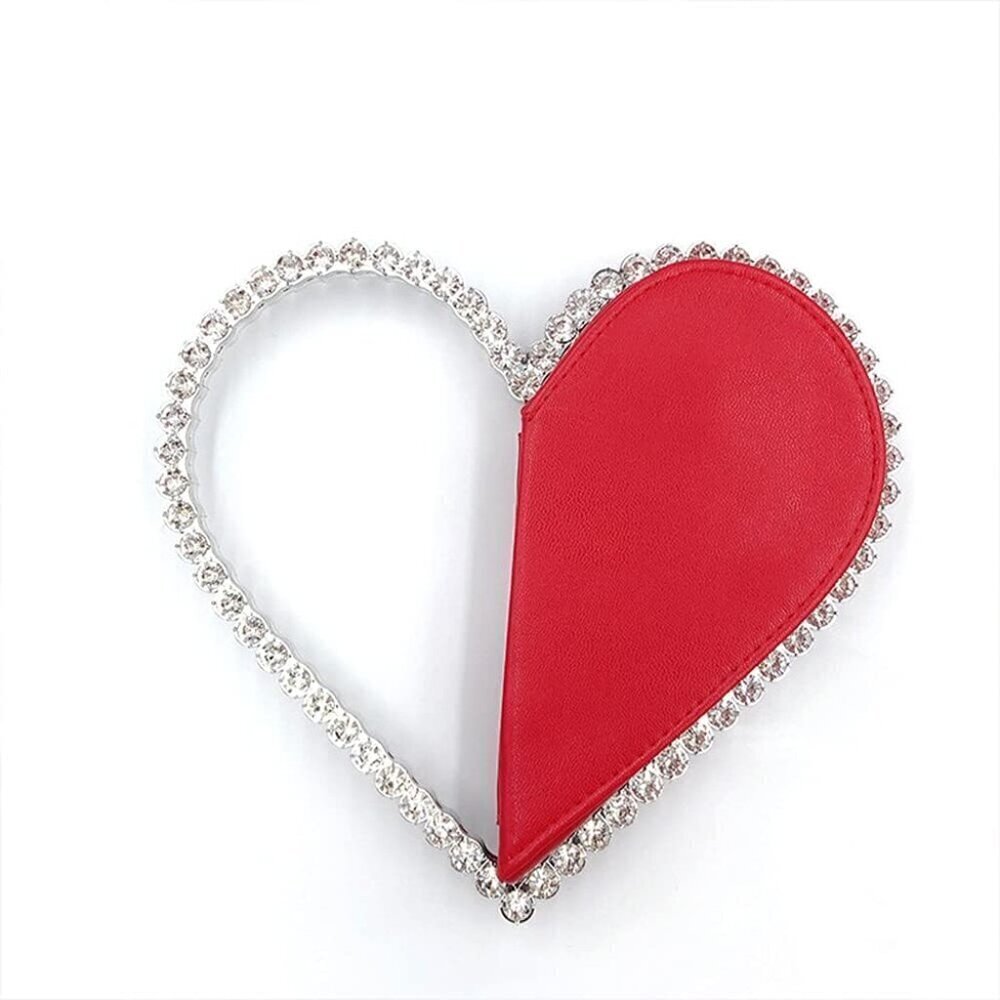 ❤️ Cute Mini Heart Shape Evening Clutch Bag, Rhinestone Diamond Frame For Women